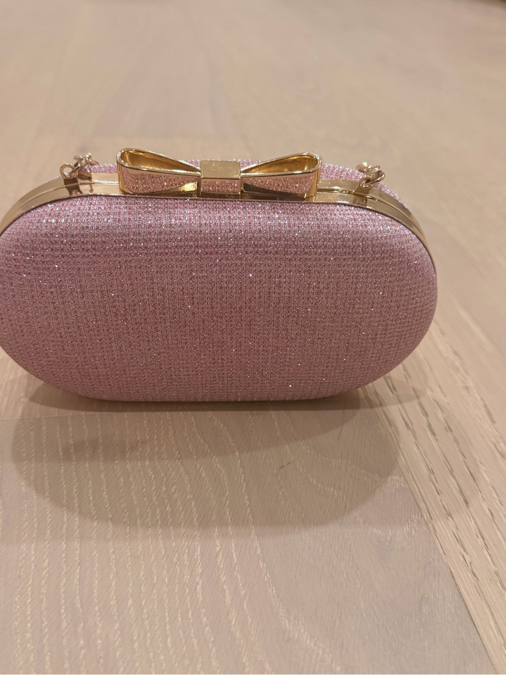 Pink Glitter Bow Clutch Bag - Women
